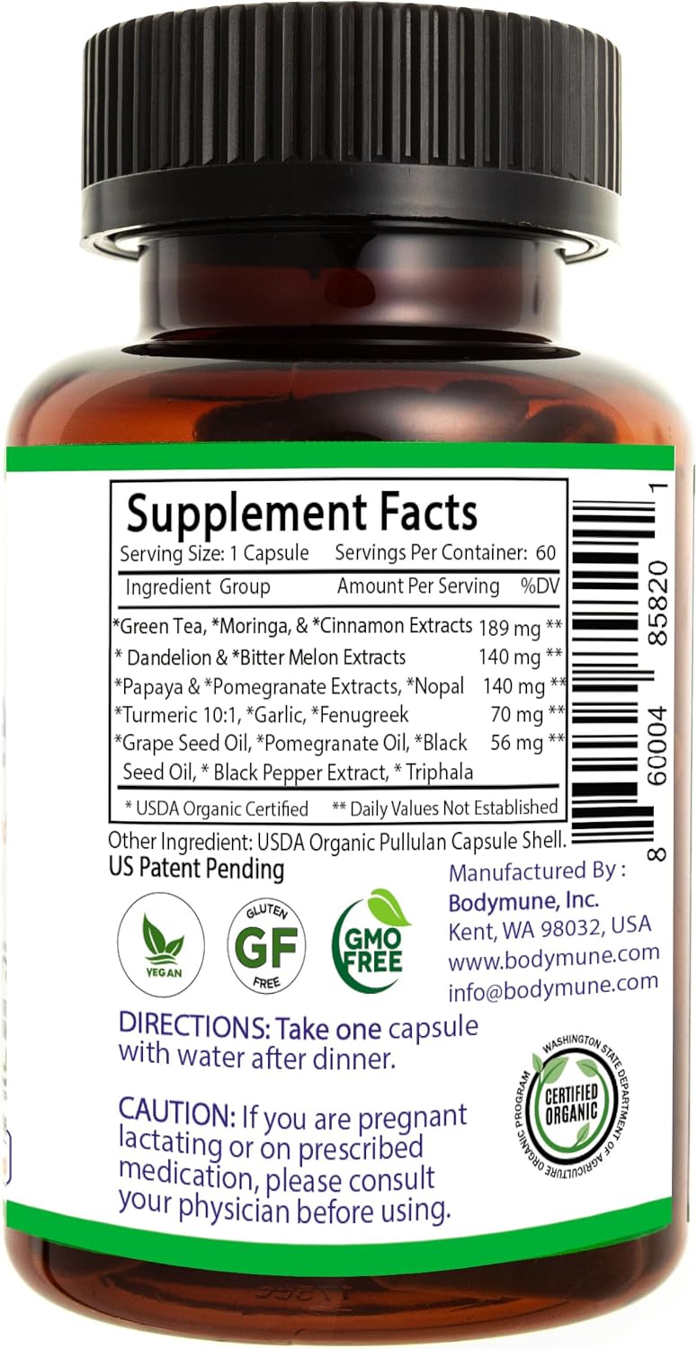 Bodymune Heart Health Blend – Organic Cardiovascular & Circulation Supplement with Green Tea, Pomegranate & Black Seed Oil – 60 Capsules - görsel 3