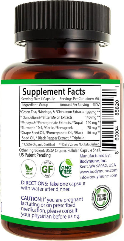 Bodymune Heart Health Blend – Organic Cardiovascular & Circulation Supplement with Green Tea, Pomegranate & Black Seed Oil – 60 Capsules