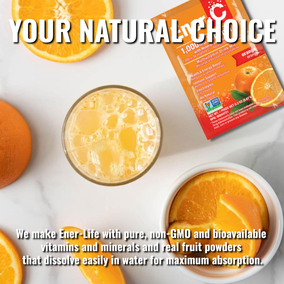 Ener-C Multivitamin Drink Mix, Immune Booster for Adults - Orange, 60 Count | Vitamin Packets for Water, Electrolytes Powder Packets, Vitamin Drink Mix, Hydration Liquid Mix - görsel 7
