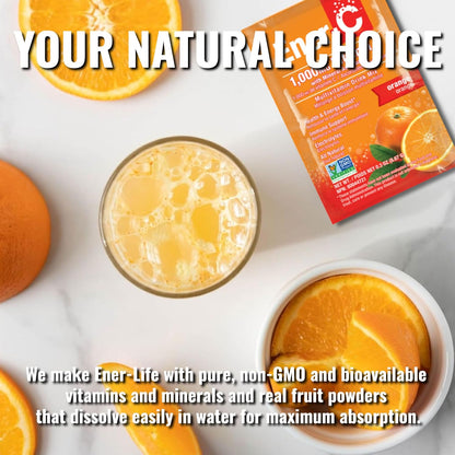 Ener-C Multivitamin Drink Mix, Immune Booster for Adults - Orange, 60 Count | Vitamin Packets for Water, Electrolytes Powder Packets, Vitamin Drink Mix, Hydration Liquid Mix