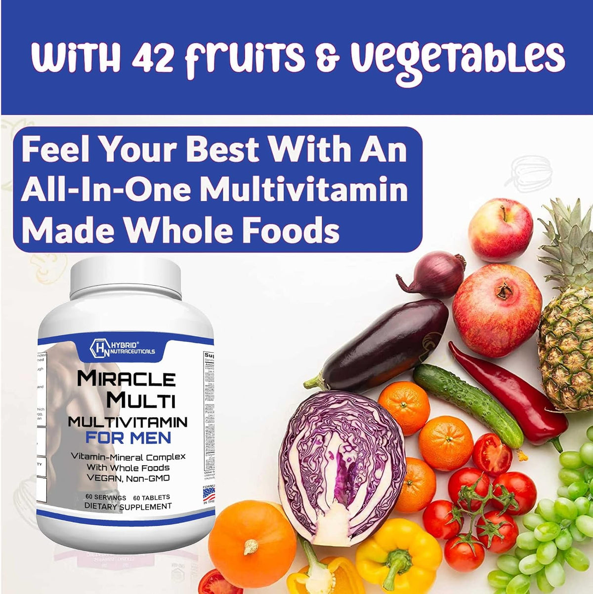 MiracleMulti Men’s Multivitamin – with Probiotics & Superfood Enzyme Blend, 2-Pack (120 Tablets) - görsel 7