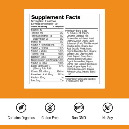 Dr. Schulze's Superfood 100 - Everyday Superfood Supplement - Citrus Pineapple Flavour Powder - 30 Servings