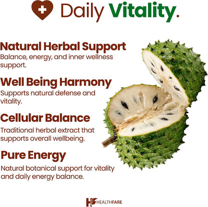 Healthfare Graviola Soursop Extract 5000mg | Annona Muricata | 200 Vegan Capsules | High Potency Leaf & Fruit Blend | Non-GM | Gluten-Free