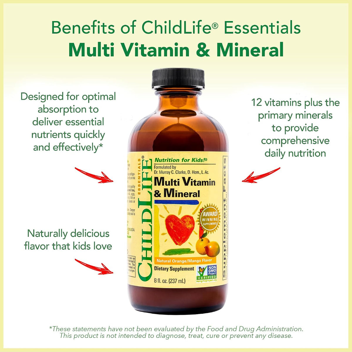 CHILDLIFE ESSENTIALS Kids Multivitamin & Mineral - Liquid Multivitamin for Children, Natural Orange & Mango Flavour, 237 ml (Pack of 2) - görsel 5