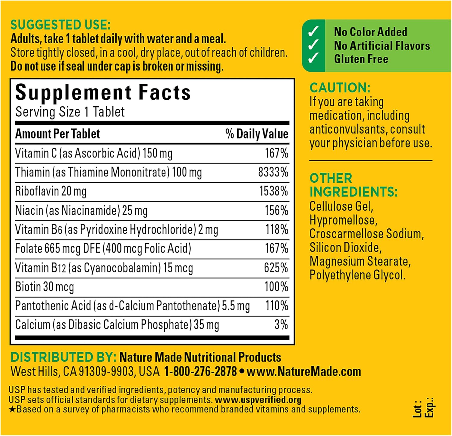 Nature Made Super B Complex with Vitamin C and Folic Acid – 250 Tablets - görsel 6