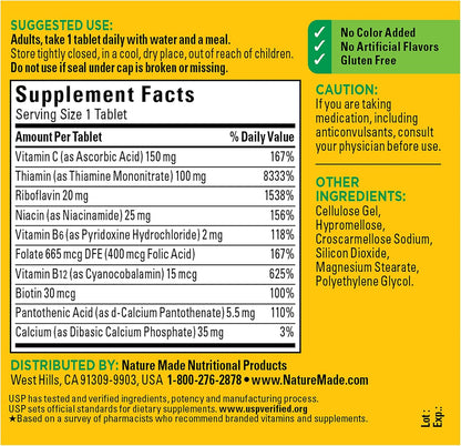 Nature Made Super B Complex with Vitamin C and Folic Acid – 250 Tablets