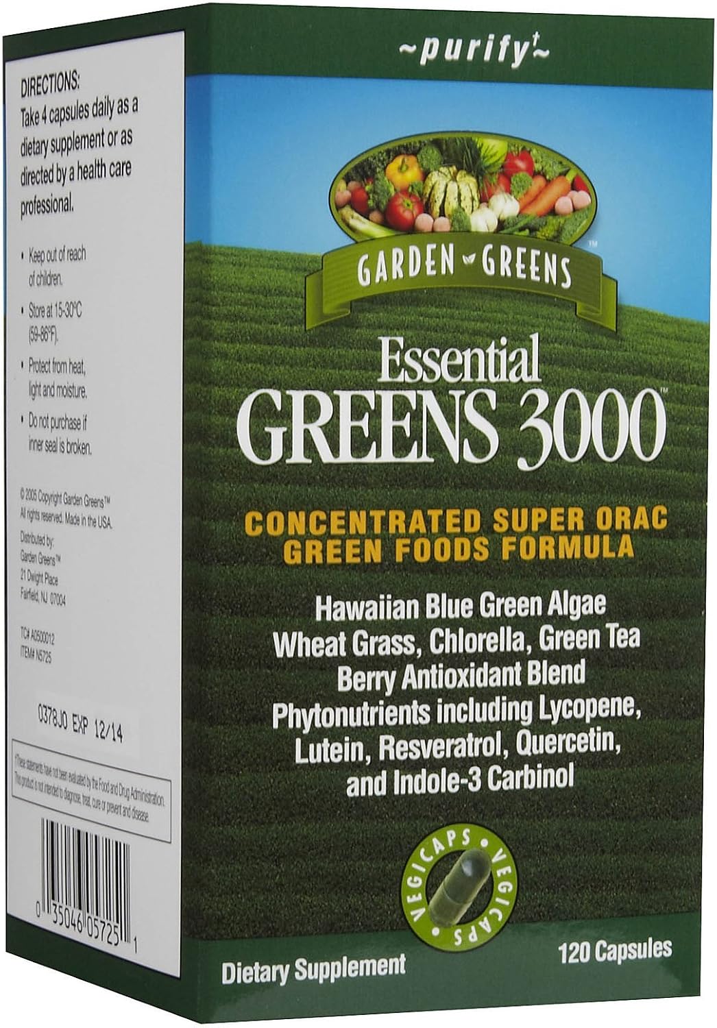 Garden Greens Essential Greens 3000 Veggie Capsules, 120 Capsules - görsel 2