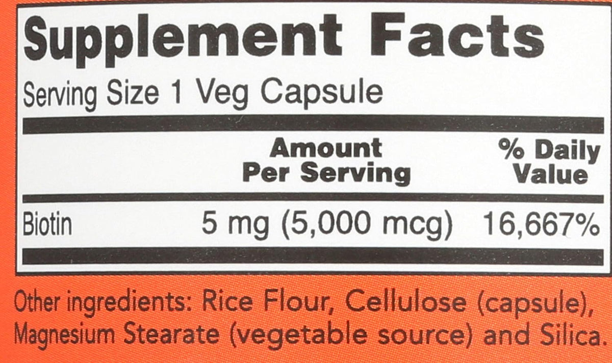 NOW Foods Biotin 5,000 mcg - 240 Veg Caps (2-Pack) - görsel 3