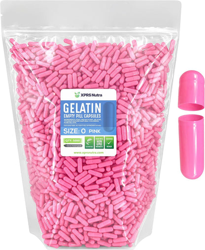 XPRS Nutra Size 0 Empty Gelatine Capsules - 5000 Count - DIY Capsule Filling (Pink)