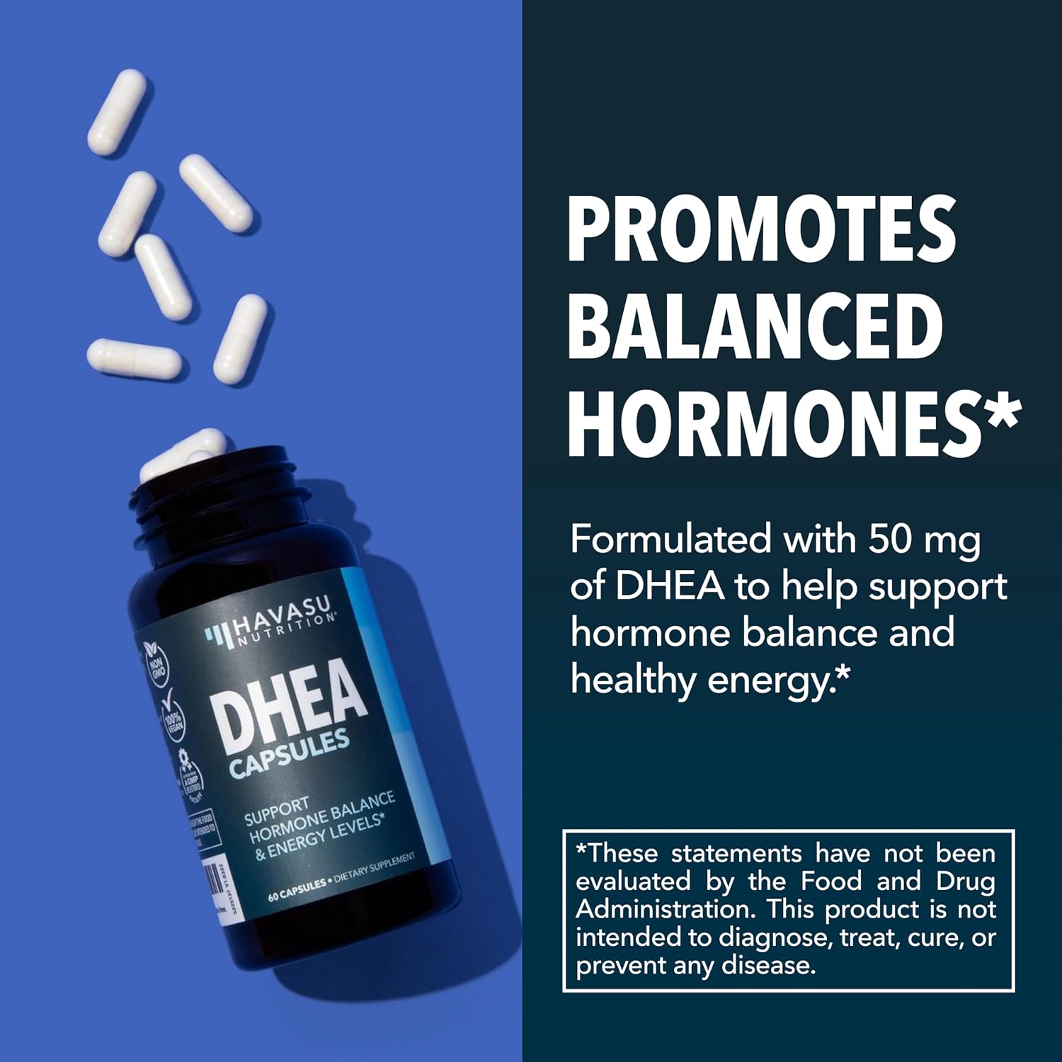 HAVASU NUTRITION DHEA 50mg - Hormone Balance Supplement, 60 Capsules - görsel 3