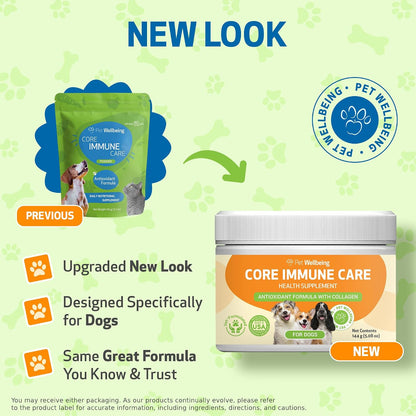 Pet Wellbeing Core Immune Care for Dogs - Daily Antioxidant Support Powder (105g)