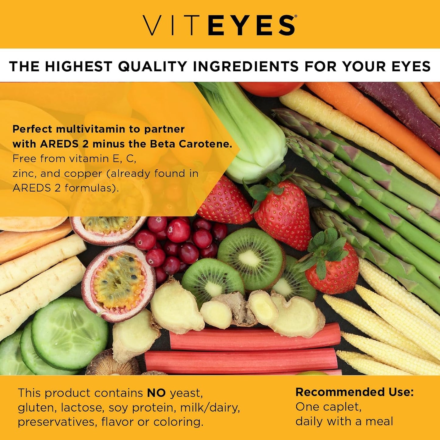 Viteyes Classic AREDS 2 Companion Beta-Carotene Free Multivitamin, 90 Caplets - görsel 3