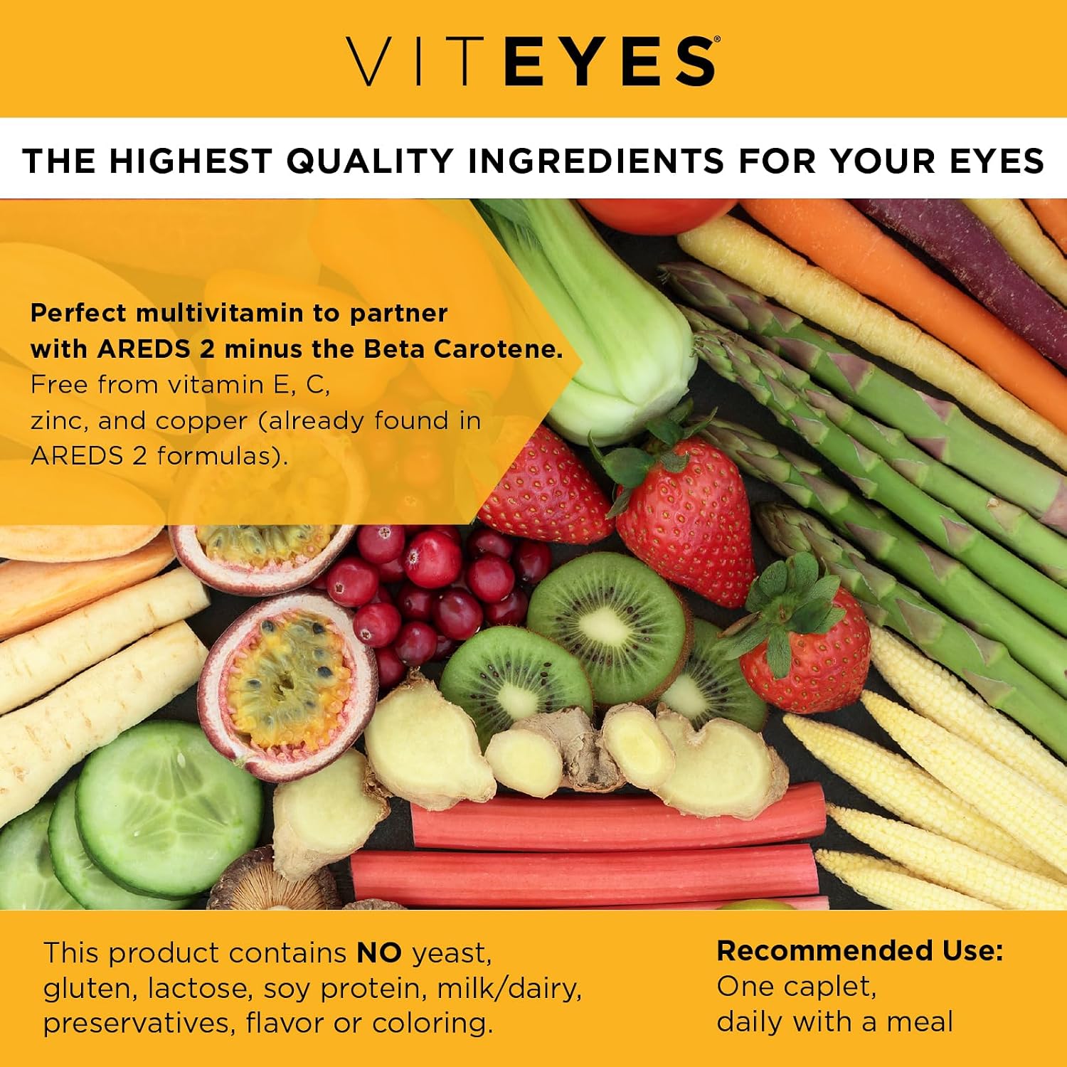 Viteyes Classic AREDS 2 Companion Beta-Carotene Free Multivitamin, 90 Caplets - görsel 3