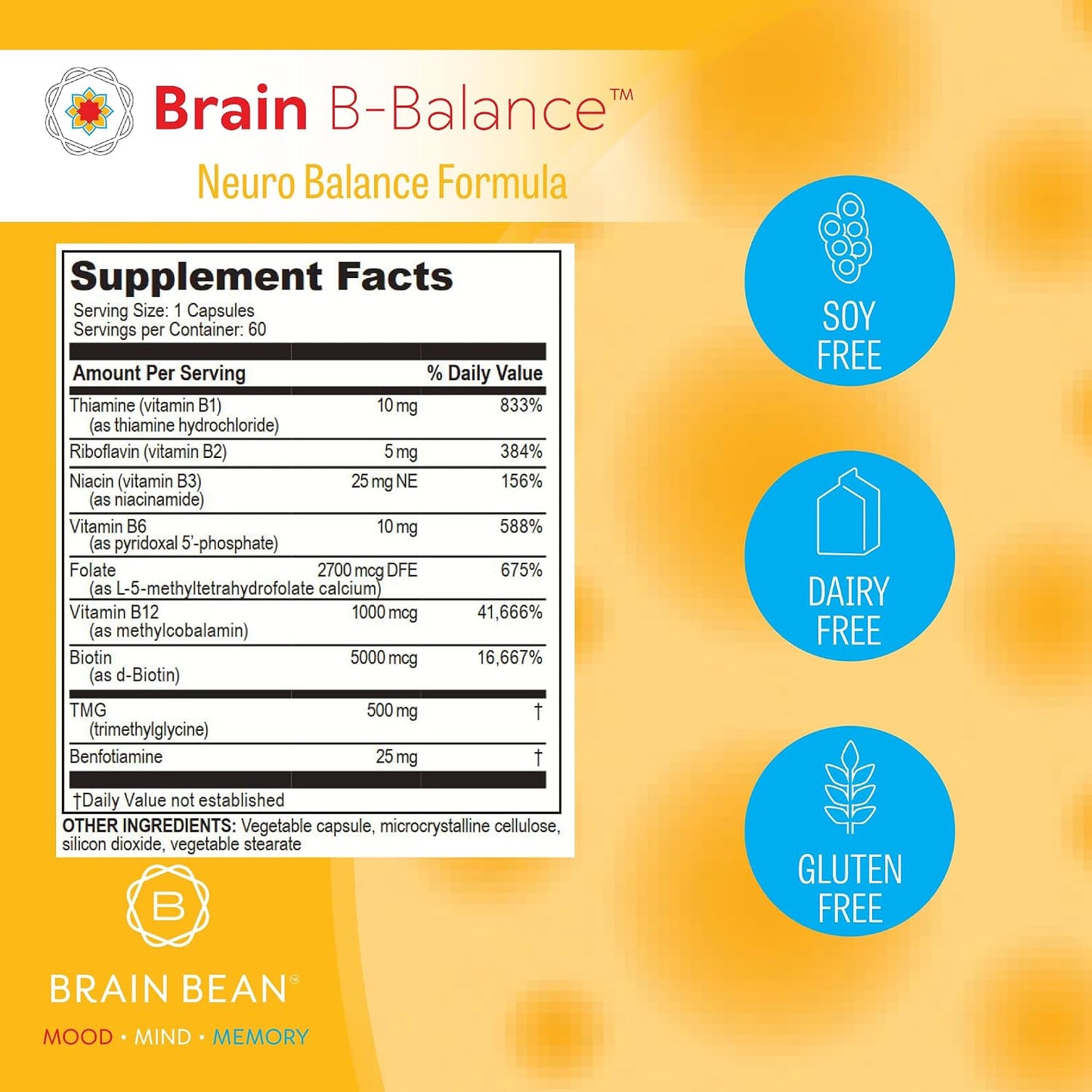 Brain B Balance: Methylated Multivitamin - Methylated B Complex Neurobalance Formula with Methylfolate - 60 Vegan Capsules - görsel 7