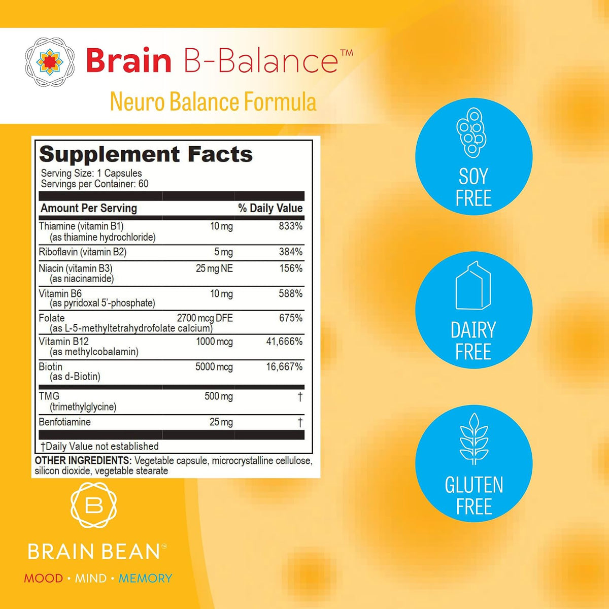Brain B Balance: Methylated Multivitamin - Methylated B Complex Neurobalance Formula with Methylfolate - 60 Vegan Capsules - görsel 7