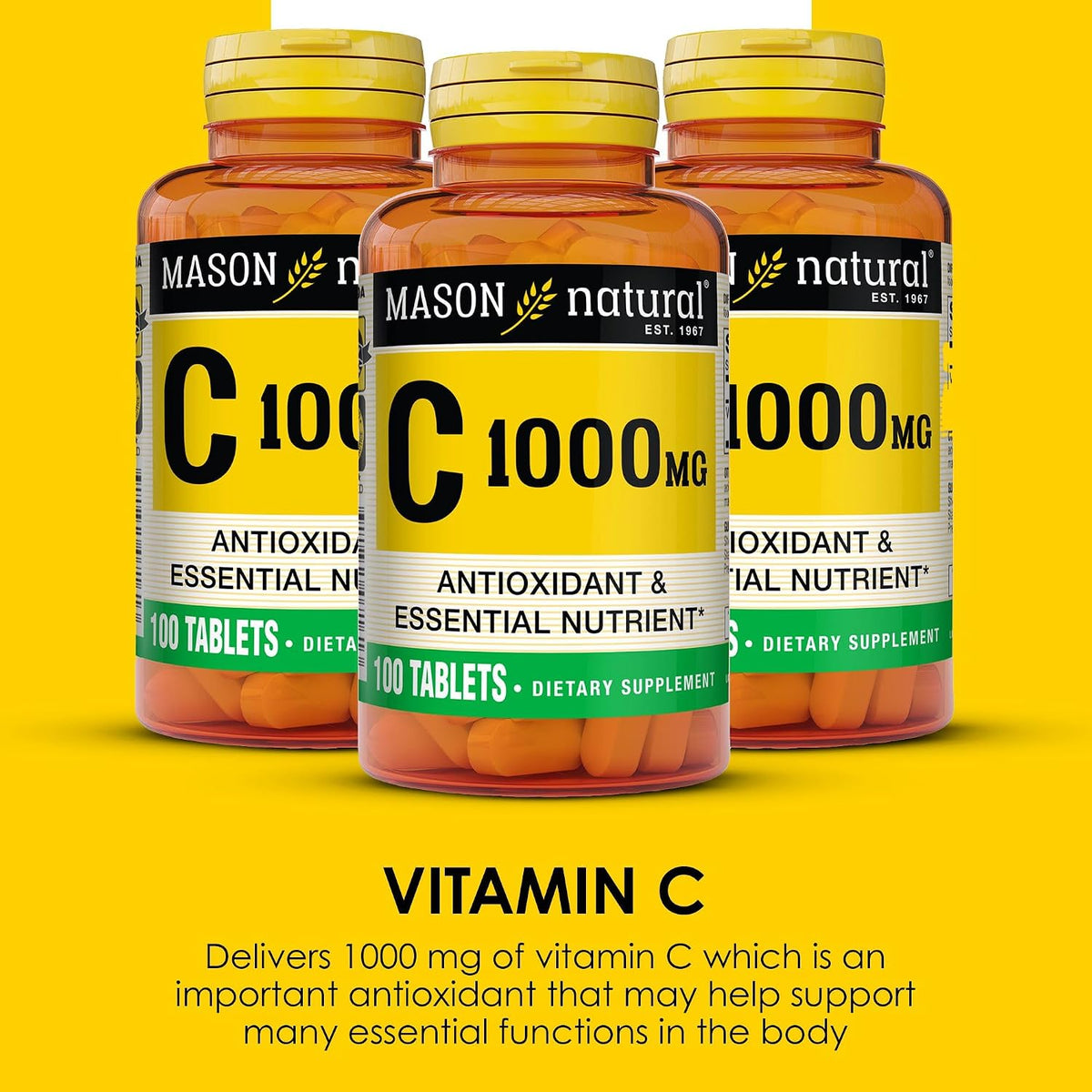 MASON NATURAL Vitamin C 1,000 mg, 300 Tablets, Immune & Antioxidant Support - görsel 4