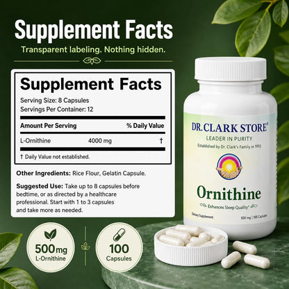 Dr Clark L-Ornithine 500mg - 100 Gelatine Capsules