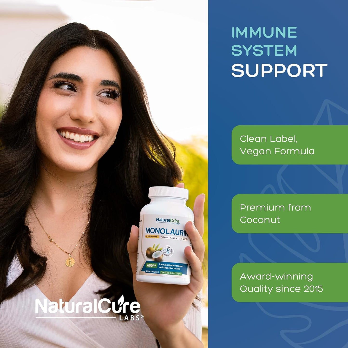 Natural Cure Labs Premium Monolaurin – 600 mg, 100 Capsules - görsel 4