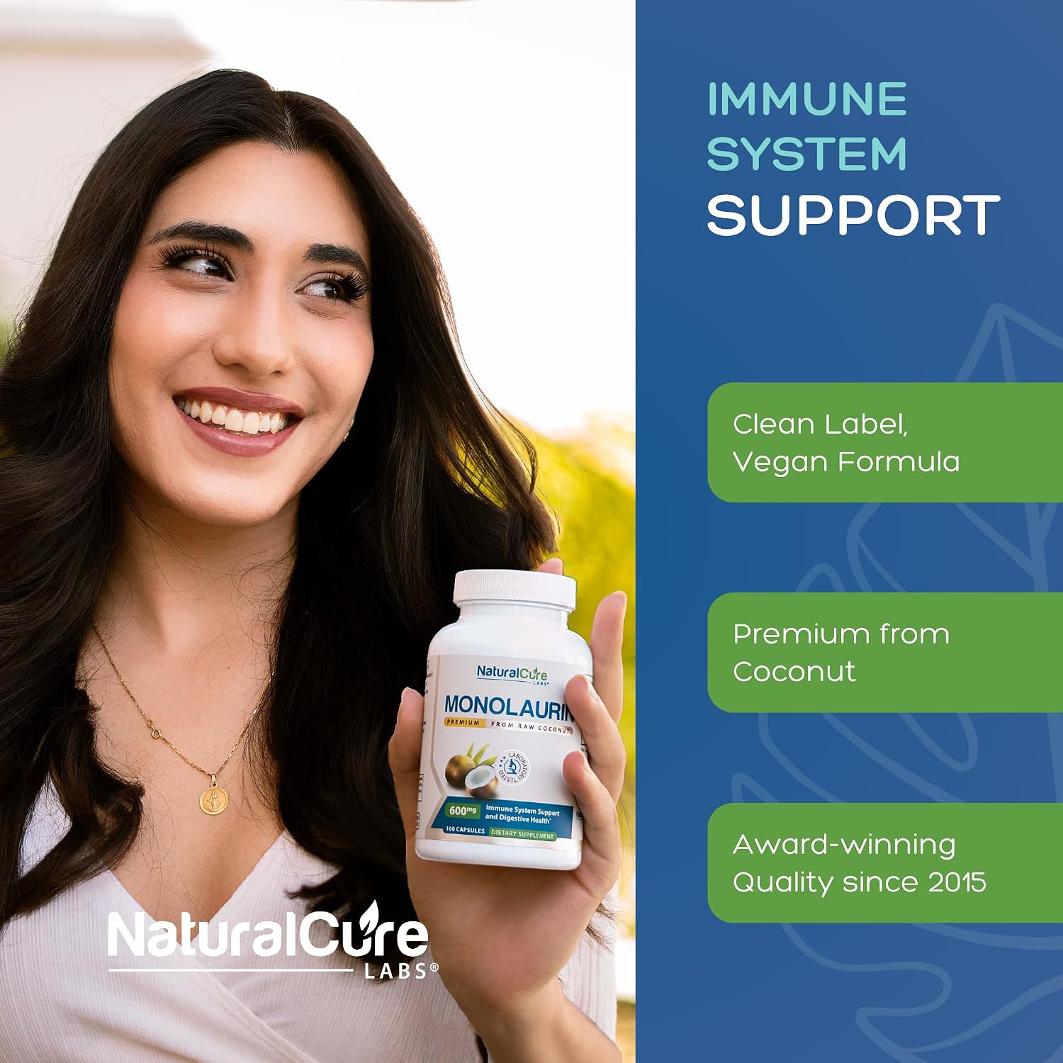 Natural Cure Labs Premium Monolaurin – 600 mg, 100 Capsules - görsel 4