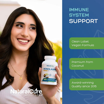 Natural Cure Labs Premium Monolaurin – 600 mg, 100 Capsules
