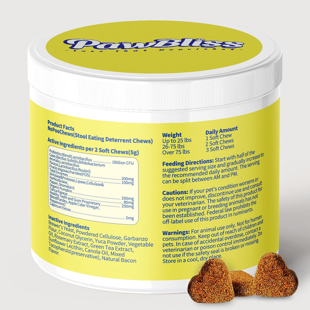 No Poo Chews for Dogs – Stop Poo Eating with Coprophagia Deterrent – Probiotic & Enzyme Soft Chews – Digestive & Breath Support – 120 Bacon-Flavoured Chews - görsel 8