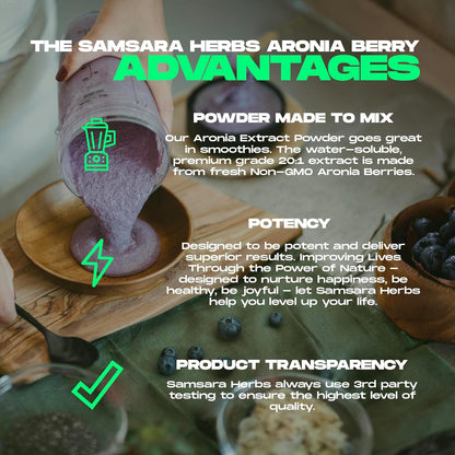 Samsara Herbs Aronia Berry 20:1 Extract Powder (114g) - Antioxidant, Flavonoids and Polyphenols Supplement