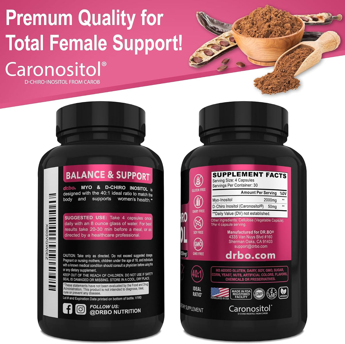 DR. BO Myo-Inositol & D-Chiro Inositol Supplement – 40:1 Ratio, 2050mg, 120 Capsules - görsel 9