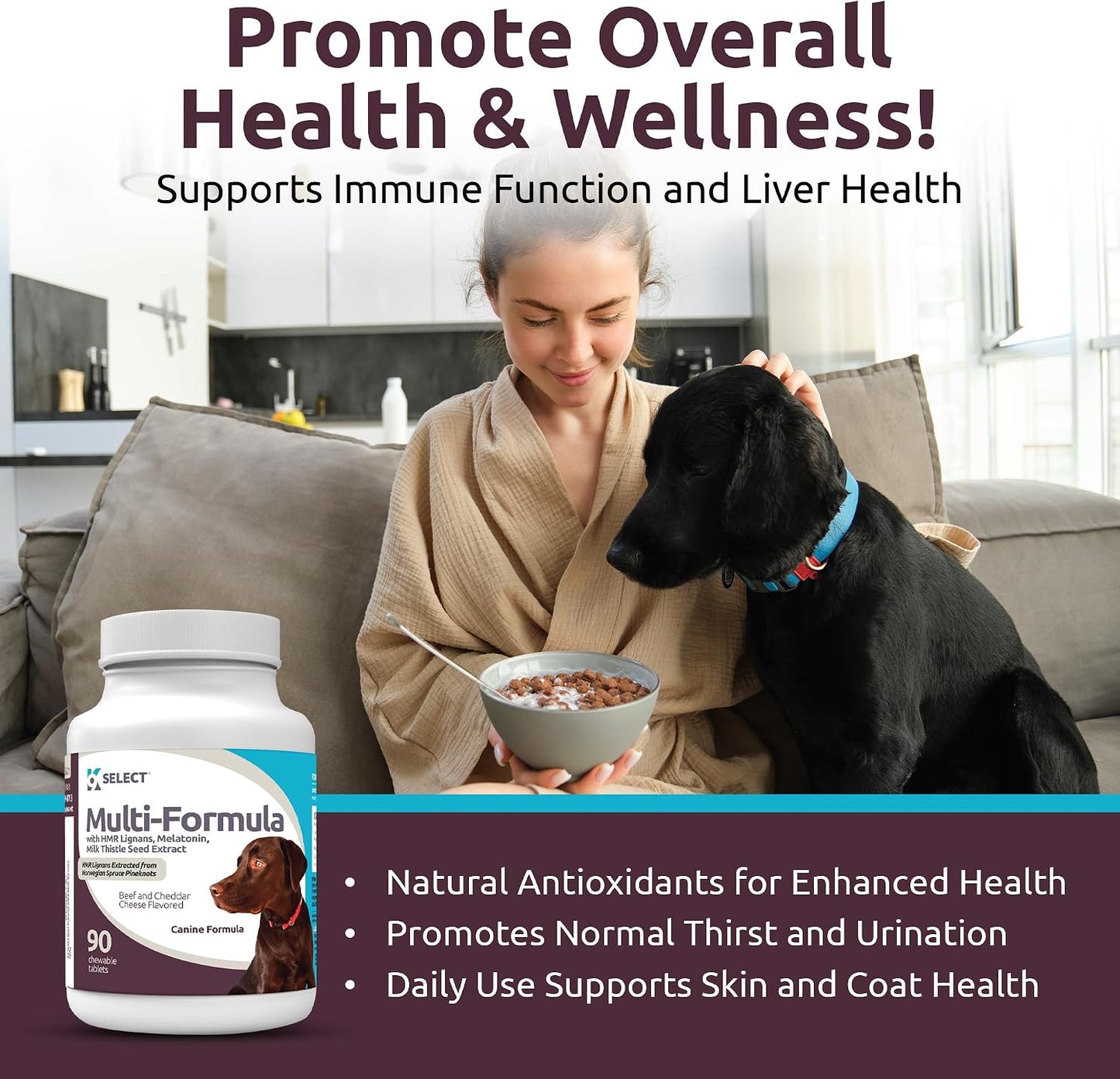 Multi-Formula Dog Vitamins for Large Dogs – 90 Beef Flavoured Chewable Tablets - görsel 3