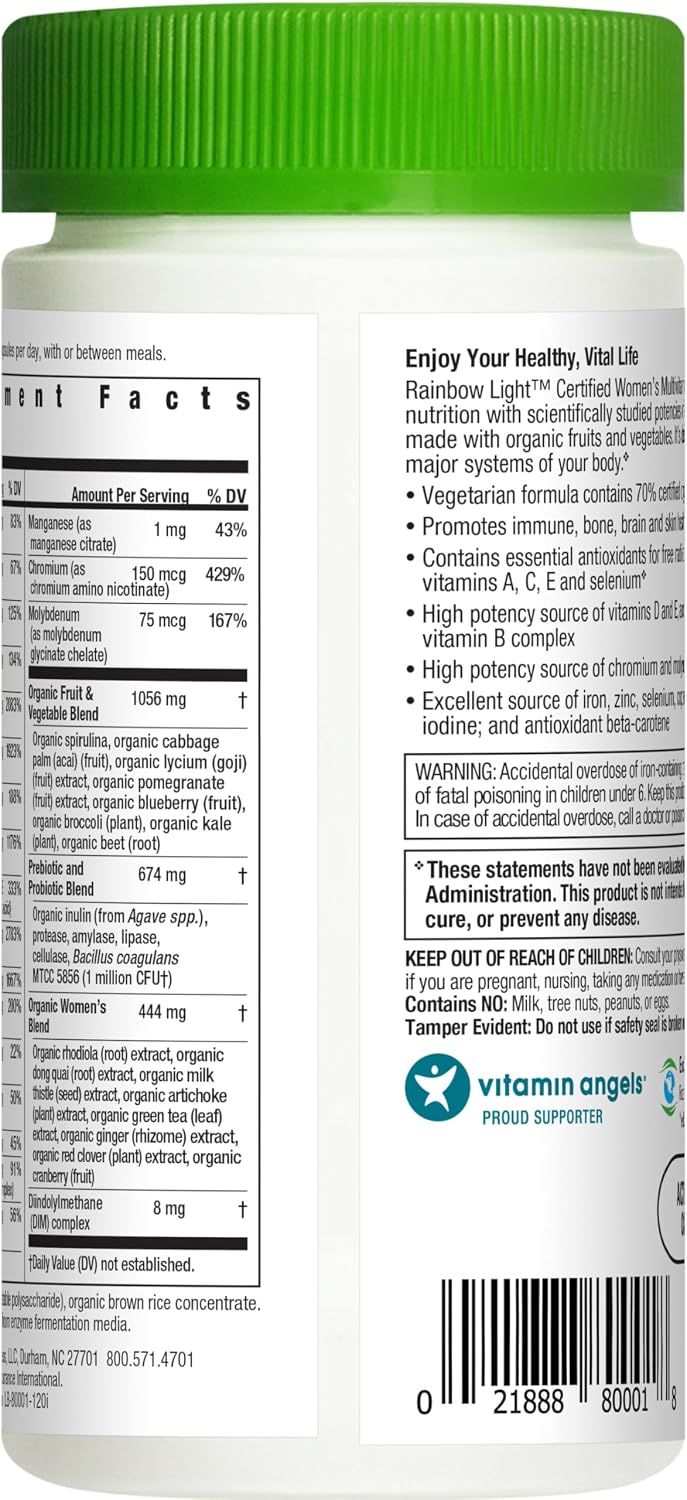 Rainbow Light Certified Women's Multivitamin - 120 Capsules - görsel 3