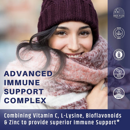 AgeImmune Vitamin C 1000mg Complex with L-Lysine 500mg, Zinc 12mg, Bioflavonoids 300mg