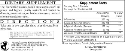 Meganephrine 60 Capsules - 3 Pack - Ecological Formulae/Cardiovascular Research