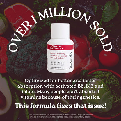Isotonix Activated B Complex – Vegan B Vitamin Supplement for Energy, Reduction of Tiredness and Fatigue, and Nervous System Function – Isotonic Drinkable Formulation – 90 Servings