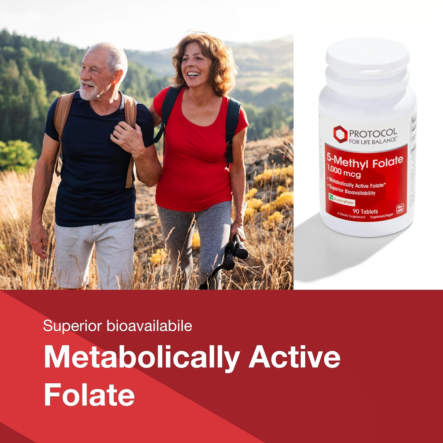 PROTOCOL FOR LIFE BALANCE 5-Methylfolate 1,000mcg - Superior Methyl Folate Bioavailability - for Brain Support - Folate Supplement for Women & Men - Kosher & Vegan - 90 Tabs - görsel 3