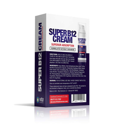 Vita Sciences Super B12 Cream with Bioactive Vitamin B-12 Methylcobalamin
