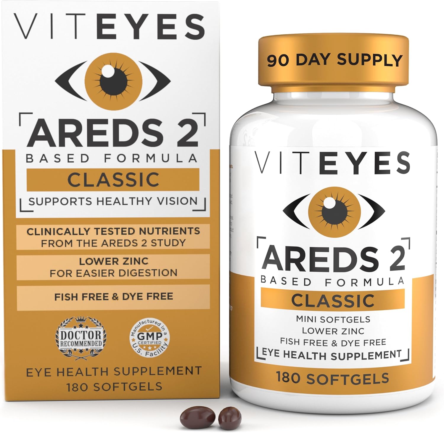 Viteyes AREDS 2 Classic Macular Health Formula Softgels – Eye Health Supplement with Lutein & Zeaxanthin, 180 Softgels - görsel 1