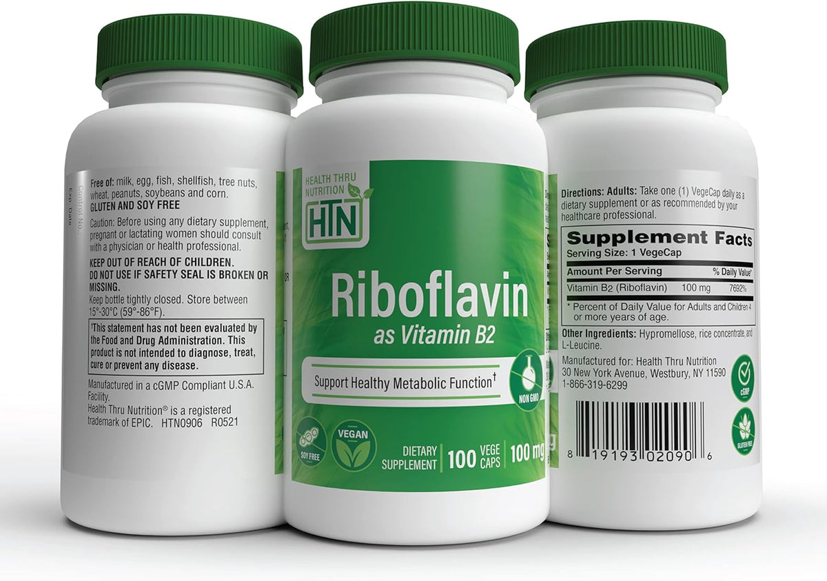 Health Thru Nutrition Riboflavin 100mg Vitamin B2 100 Vegecaps - görsel 5