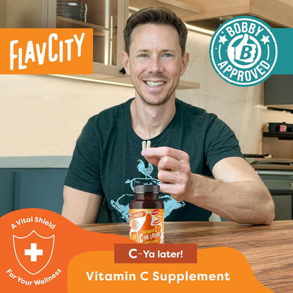 FlavCity Vitamin C Supplement, C-Ya Later! Superfood-Derived Immunity Support - Vitamin C from Acerola Cherry, Rose Hips & Camu Camu - 500% NRV (60 Capsules)
