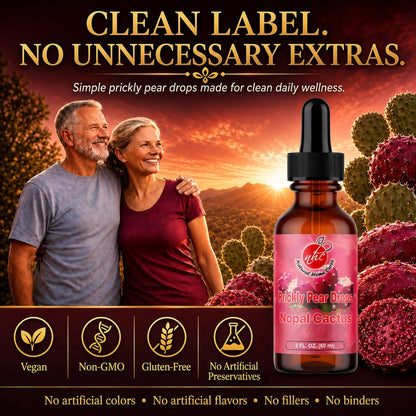Prickly Pear Drops with Vitamin B12 - Nopal Cactus Fruit Concentrate, Liquid Supplement with Betalains & Plant Nutrients, 3 Bottles (180 Servings)
