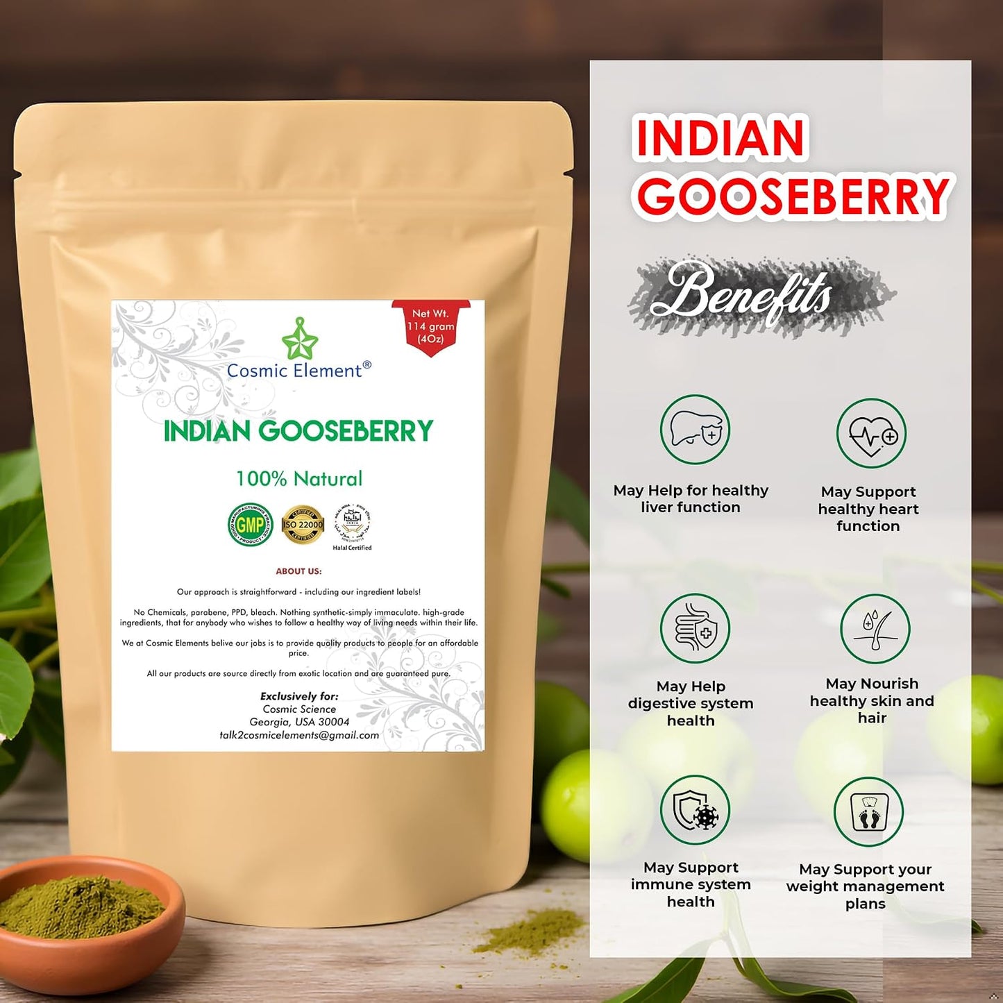 Cosmic Element 100% Pure Organic Amla Powder – Rich in Vitamin C, 113 g - görsel 5