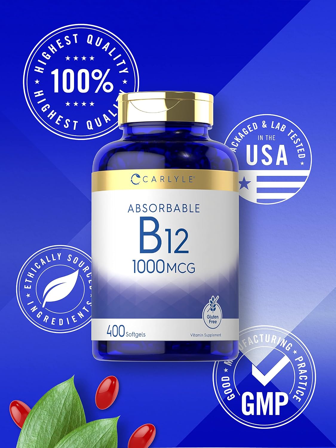 Carlyle Vitamin B12 1000mcg Absorbable Softgels - 400 Count - görsel 5