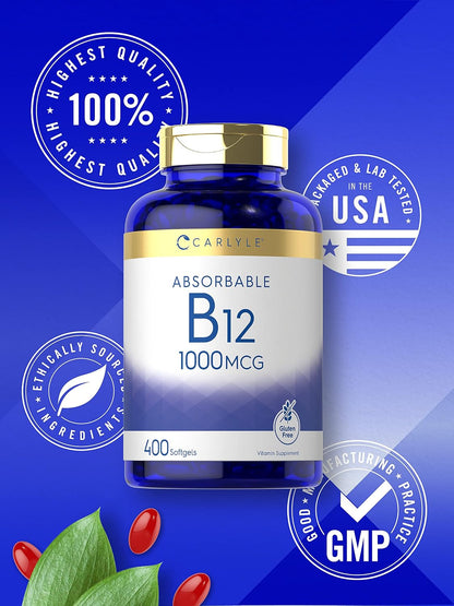 Carlyle Vitamin B12 1000mcg Absorbable Softgels - 400 Count