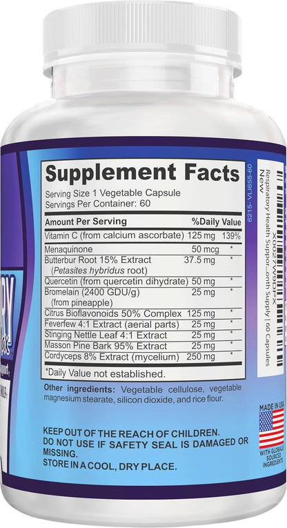Respiratory-Max Lung & Respiratory Support Supplement – 10-in-1 Formula (60 Capsules)
