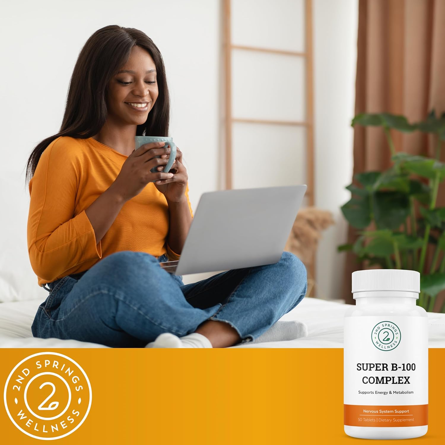 2nd Springs Super B-100 Complex - High Potency B Vitamin with B-6, B-12, Folate, Niacin, Biotin, Choline, Inositol and PABA for Energy and Metabolism support - görsel 6