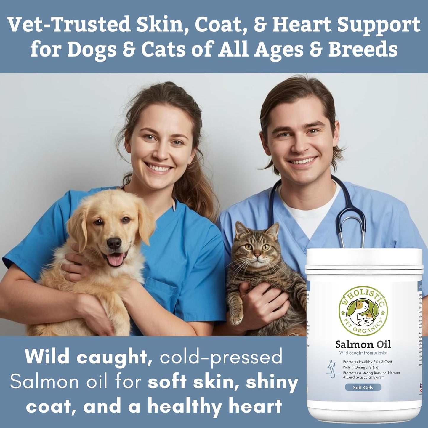 Wholistic Pet Organics Wild Alaskan Salmon Oil for Dogs - Omega 3 Dog Fish Oil with EPA and DHA for Skin, Coat, Heart and Nervous System Health (500 Capsules) - görsel 5