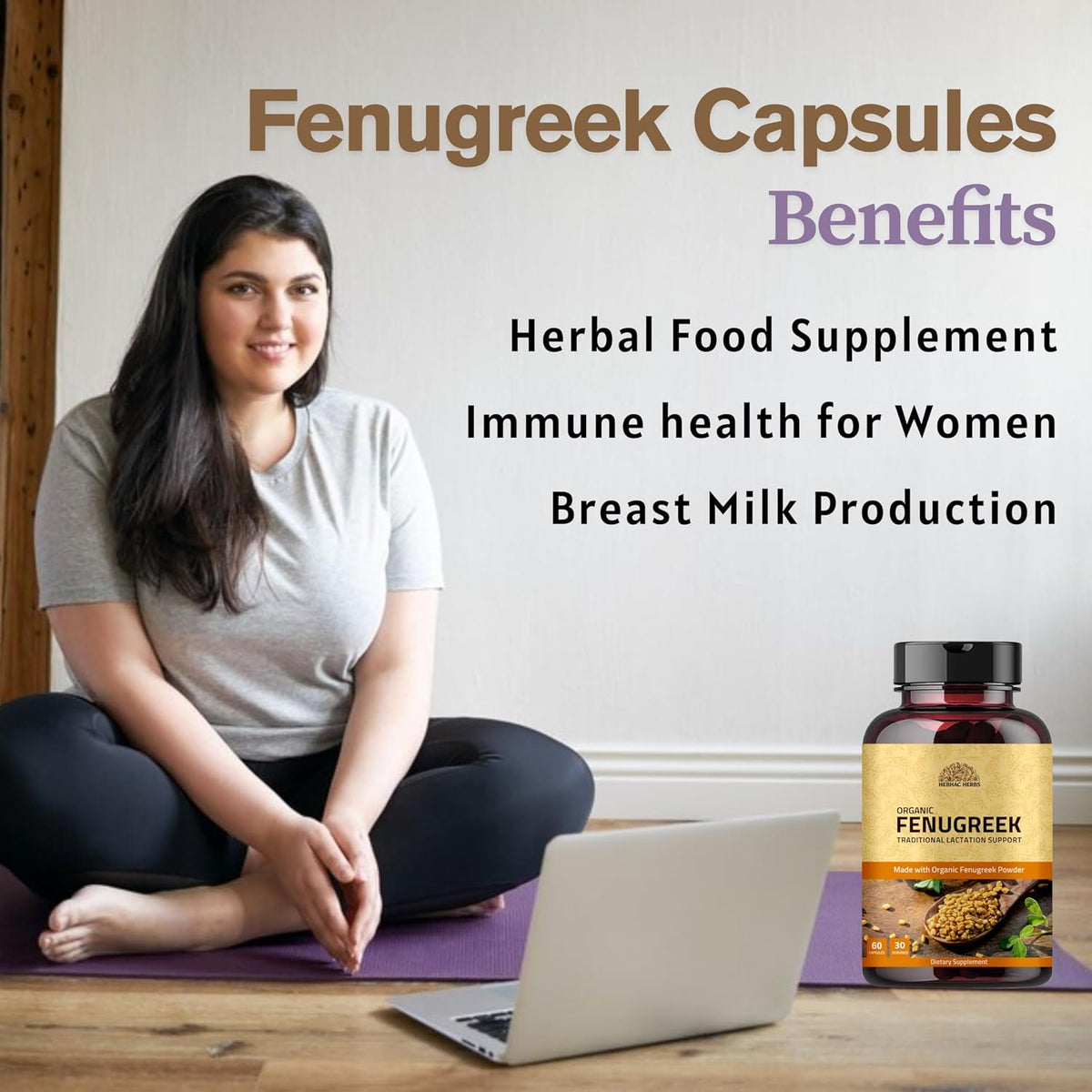 Hebhac Herbs Fenugreek Capsules – 1000mg Organic Breastfeeding Support (60 Capsules) - görsel 4