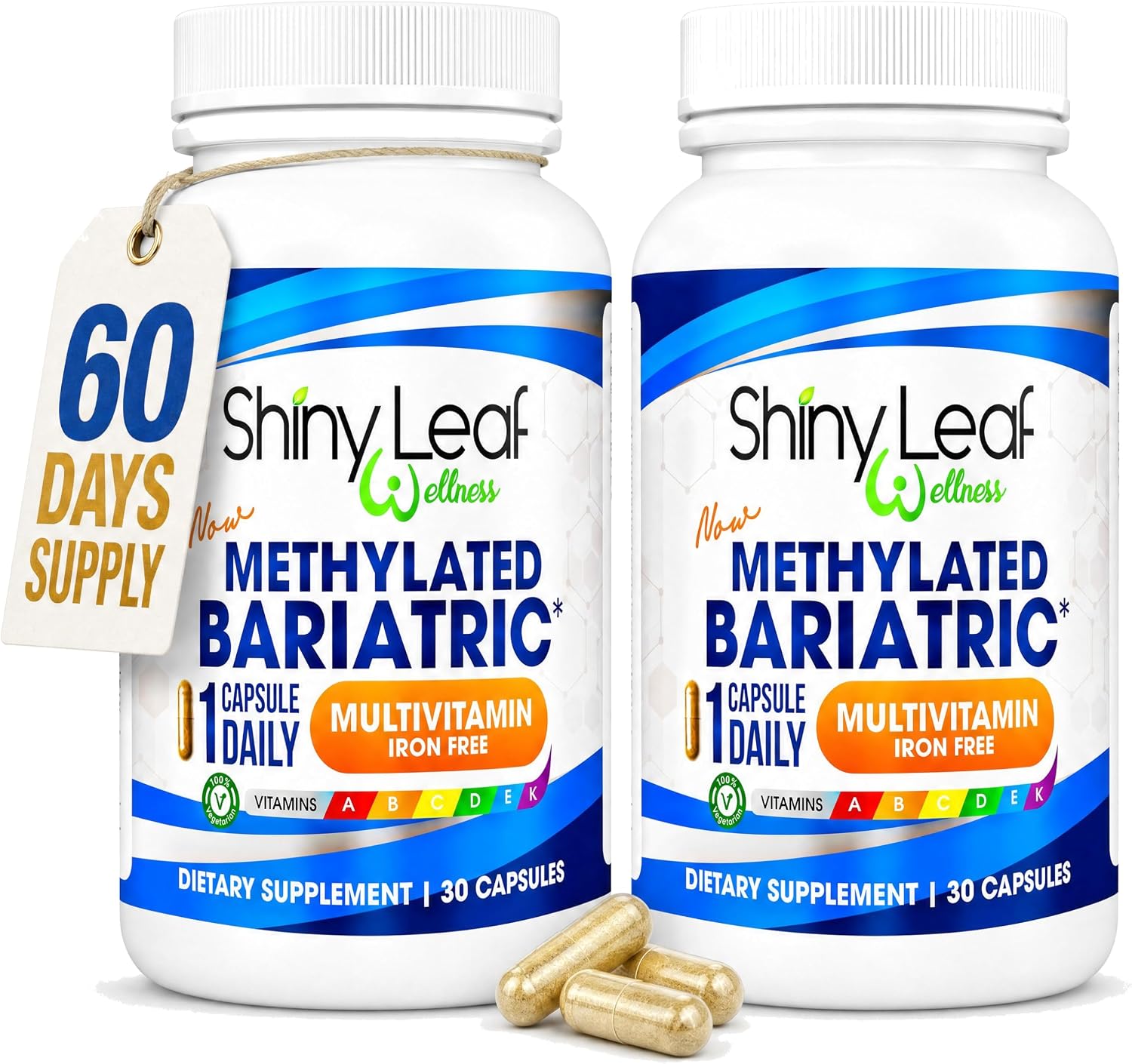 Shiny Leaf Methylated Bariatric Multivitamin Without Iron – Once Daily, 60 Capsules - görsel 1