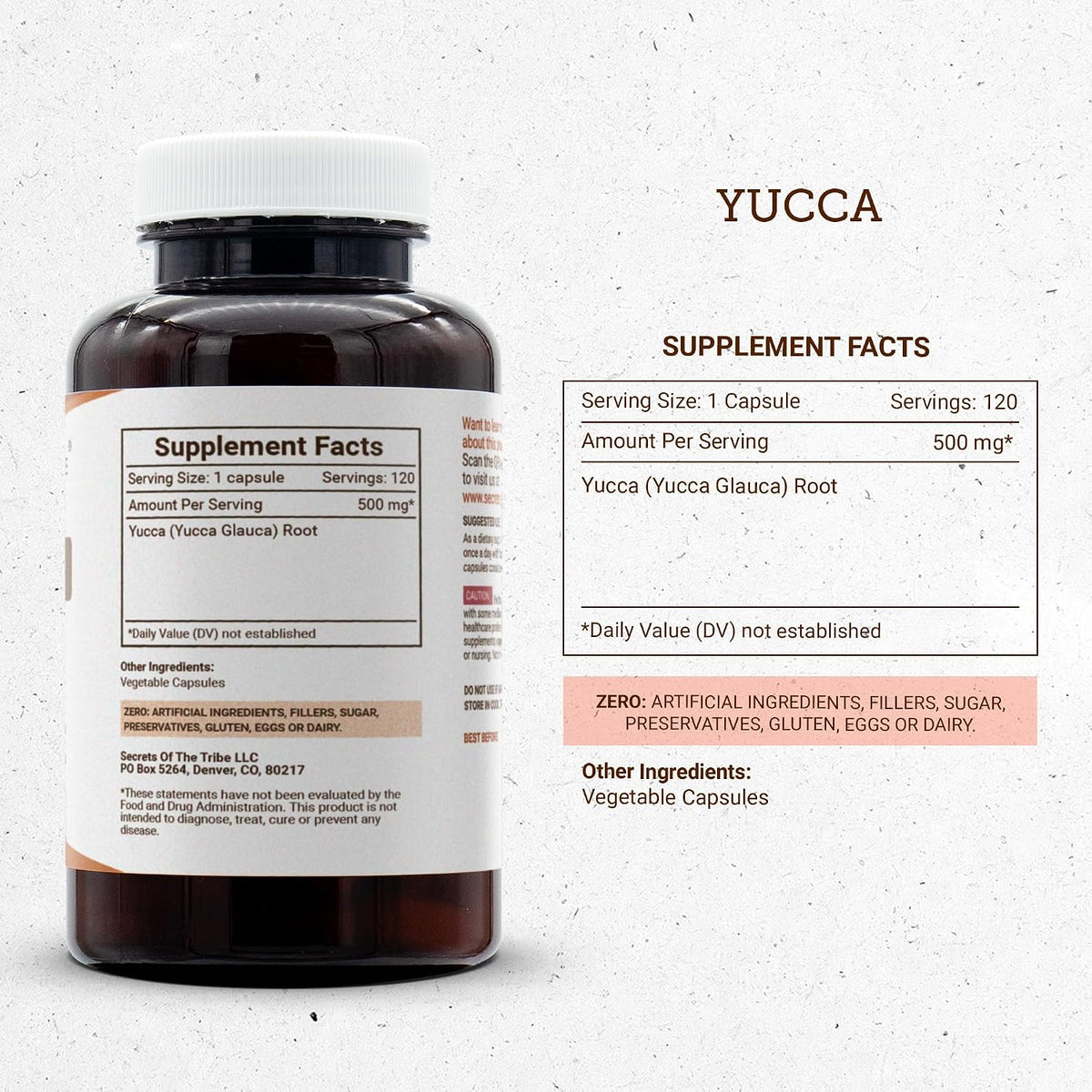 Secrets of the Tribe Yucca 120 Capsules - Yucca glauca Dried Root in Vegetable Capsules - görsel 3