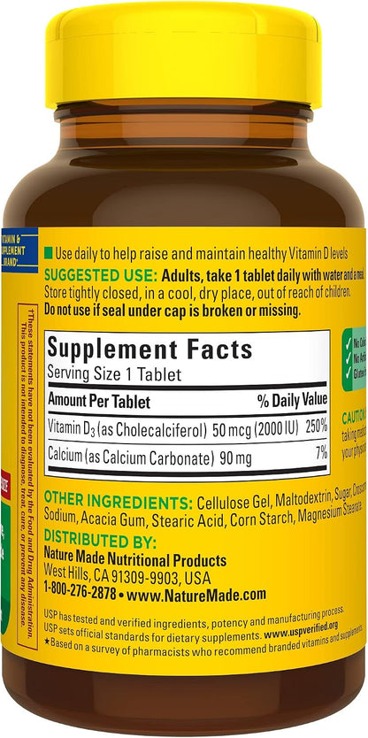 Nature Made Vitamin D 2000 IU (50 mcg) - 220 Tablets