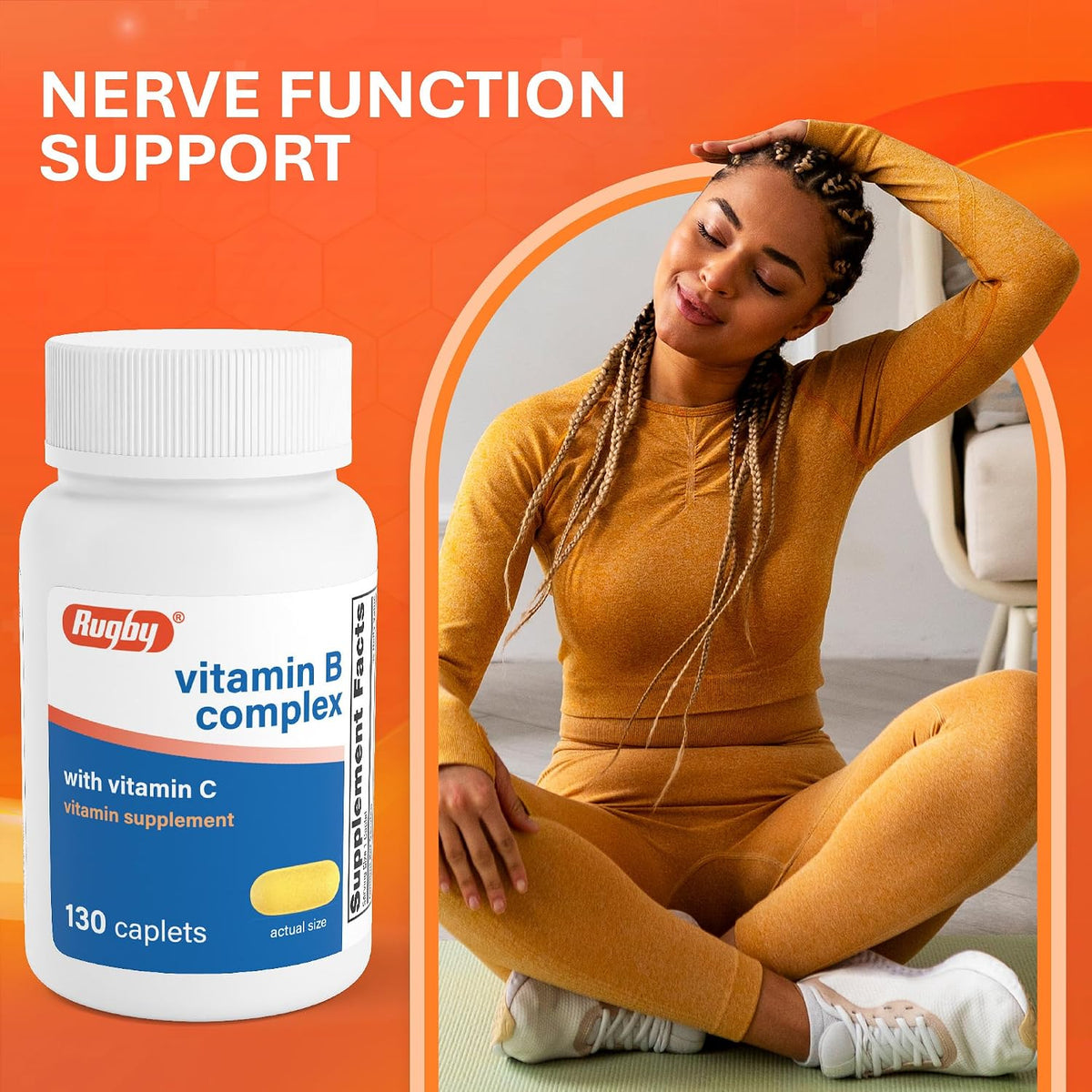 Rugby Vitamin B Complex with Vitamin C – Gluten-free B Complex for Energy, Metabolism, Nerve and Immune Support, 130 Caplets - görsel 5