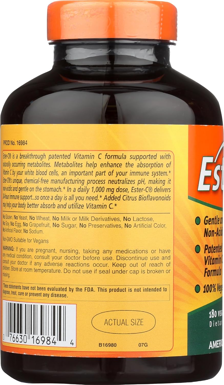 American Health Ester-C 1000mg with Citrus Bioflavonoids, 180 Caplets - görsel 5